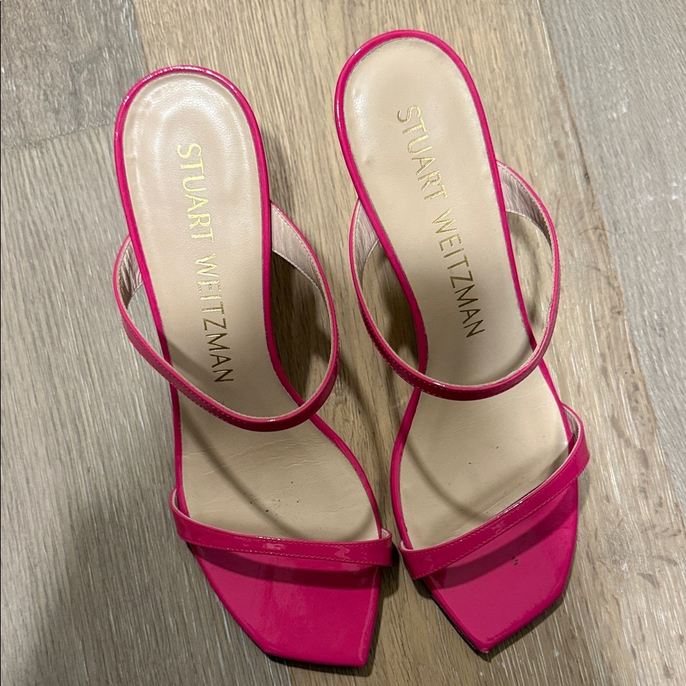 Stuart Weitzman Fuchsia Strappy Heels
Low heels 
Size 9 perfect condition